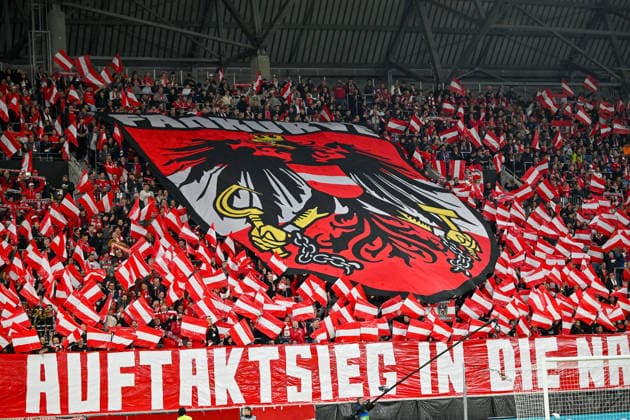 September 24, 2026, Oberoesterreich Arena Linz, AUT, UEFA Nations League 2026–27 Group B: Austria vs. Israel; pictured: fans, spectators, Team Austria (AUT) in the UEFA Nations League 2026–27 Group B match between Austria and Israel in Linz, Austria, on September 24, 2026; Linz, Upper Austria, Austria