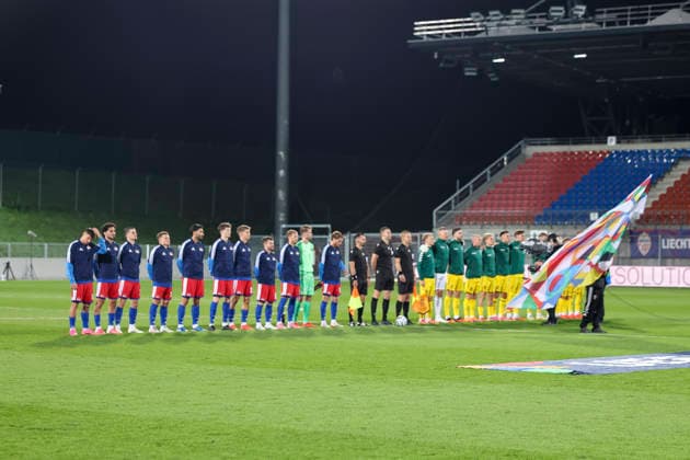 Liechtenstein and Lithuania before kickoff, Liechtenstein, UEFA, Nations League, Matchday 1, Liechtenstein vs. Lithuania, September 24, 2026, Vaduz Rheinpark Stadium, Liechtenstein Copyright: xGrantxHubbsx