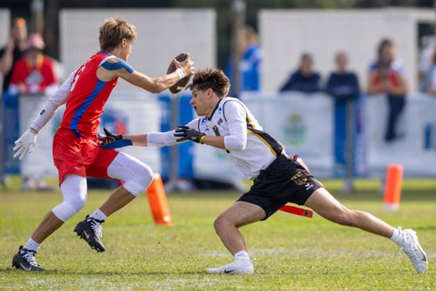 German Player tries to get the Flag U15 Mixed Germany vs Czech Republic IFAF European Youth Championships 2026, 24.09.2026 Lido Delle Nazioni Lido Delle Nazioni Italia Copyright: xPFA BjörnxKeckerx