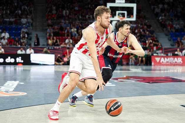 September 24, 2026, Vitoria-Gasteiz, Alava, Spain: Sasha Vezenkov of Olympiacos Piraeus in action during the Turkish Airlines EuroLeague Regular Season Round 01 match between Baskonia Vitoria Gasteiz and Olympiacos Piraeus at Fernando Buesa Arena on September 24, 2026 in Vitoria-Gasteiz, Spain. Vitoria-Gasteiz Spain - ZUMAa181 20260924_zaa_a181_035 Copyright: xIrinaxR.xHx