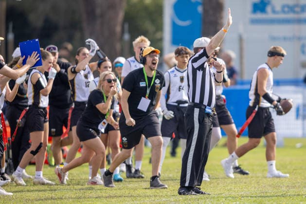 Jubel, Celebration, Freude, Emotion, Feier Germany, U15 Mixed Germany vs Czech Republic IFAF European Youth Championships 2026, 24.09.2026 Lido Delle Nazioni Lido Delle Nazioni Italia Copyright: xPFA BjörnxKeckerx