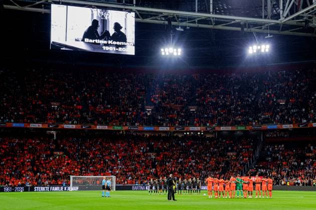 AMSTERDAM - A moment of silence in memory of Bartina Koeman prior to the UEFA Nations League match between the Netherlands and Germany at the Johan Cruijff ArenA on September 24, 2026, in Amsterdam, the Netherlands. MARCEL TER BALS ANP UEFA Nations League 2026 27 xVIxANPxSportx xMarcelxterxBalsxIVx 569963741 originalFilename: 569963741.jpg
