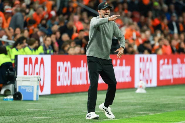 UEFA Nations League: Netherlands vs. Germany on September 24, 2026, at the Johan Cruyff Arena in Amsterdam; Coach Jürgen Juergen Jurgen Klopp of Germany reacts on the sideline MH