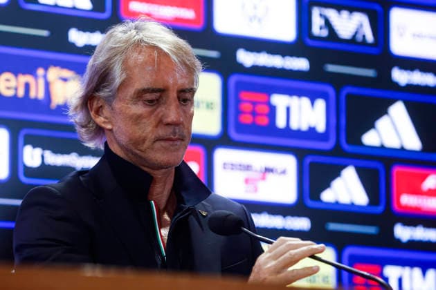 September 24, 2026, Rome, ITALIA ROMA: Italy s head coach Roberto Mancini during a press conference, PK, Pressekonferenz on the eve of the UEFA Nations League match between Italy and Belgium. at the Olimpico stadium in Rome, Italy, 24 September 2026. ANSA ANGELO CARCONI. Press Conference On The Eve Of The UEFA Nations League Match Between Italy And Belgium  - ZUMAa110 20260924_zaf_a110_070 Copyright: xAngeloxCarconix