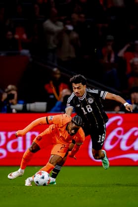 AMSTERDAM: Netherlands forward Crysencio Summerville and Germany defender Nathaniel Brown during the UEFA Nations League match between the Netherlands and Germany at the Johan Cruijff ArenA on September 24, 2026, in Amsterdam, Netherlands. Photo by DeFodi Images