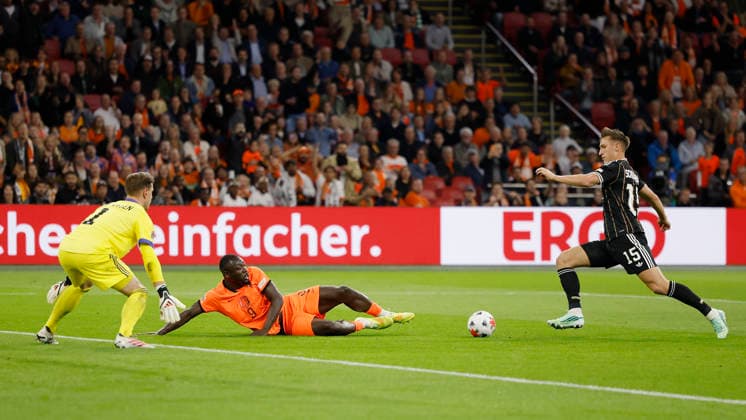 From left to right: Goalkeeper Marc André ter Stegen (Germany), Brian Brobbey (Netherlands), and Nico Schlotterbeck (Germany), in the UEFA Nations League match between the Netherlands and Germany at the Johan Cruijff ArenA, Amsterdam, Netherlands, on September 24, 2026, in action during the UEFA Nations League match between the Netherlands and Germany at the Johan Cruijff ArenA, Amsterdam, Netherlands, on September 24, 2026 Copyright: HMBxMedia xHeikoxBecker