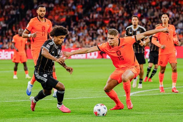 AMSTERDAM - Karim Adeyemi of Germany battles for possession with Micky van de Ven of the Netherlands during the UEFA Nations League match between the Netherlands and Germany at the Johan Cruijff ArenA on 24 September 2026 in Amsterdam, the Netherlands. MARCEL TER BALS ANP UEFA Nations League 2026 27 xVIxANPxSportx xMarcelxterxBalsxIVx 569965319 originalFilename: 569965319.jpg