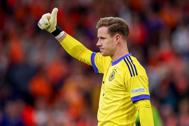 September 24, 2026, Soccer, International Match, Netherlands vs. Germany, Kickoff of the 2026–2027 UEFA Nations League, Matchday 1, Johan Cruijff ArenA, Amsterdam, 2026–27 season. Goalkeeper Marc-André ter Stegen (GER 01). DFB regulations prohibit any use of photographs as image sequences and or quasi-video. Netherlands