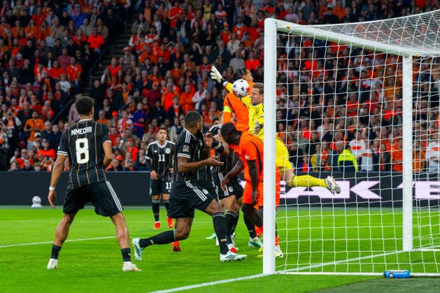 Soccer, Men s, 2026–27 Season, UEFA Nations League League A, Group 2, Matchday 1 in Amsterdam, Netherlands vs. Germany; Virgil van Dijk of the Netherlands scores what appears to be the 1–0 goal against Germany’s goalkeeper Marc-André ter Stegen, but the goal is disallowed after a VAR review, September 24, 2026, Copyright: xMatthiasxKochx