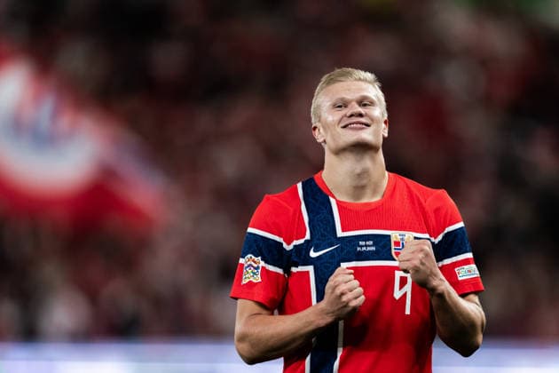 September 24, 2026: Erling Braut Haaland of Norway celebrates after scoring the 2-0 goal during the Nations League soccer match between Norway and Denmark on September 24, 2026 in Oslo. Photo by Marius Simensen, BILDBYRAN COP 238 VG1005 bbeng soccer football fotball Nations League international match Norway Denmark celebration jubilation  Copyright: MARIUSxSIMENSEN BB260924ZX006