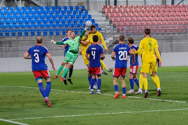 In Liechtenstein s penalty area, Liechtenstein, UEFA Nations League, Matchday 1, Liechtenstein vs. Lithuania, September 24, 2026, Vaduz Rheinpark Stadium, Liechtenstein Copyright: xGrantxHubbsx