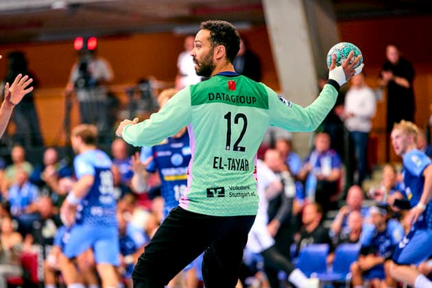 Mohamed Essam Moustafa El Tayar 12, TVB 1898 Stuttgart, cropped single frame, September 24, 2026, Handball, DHB Cup, 2026–2027 season, Round 2, TVB 1898 Stuttgart vs. HC Erlangen, Nuremberg Metropolitan Region, HCE PeKo xpexkox