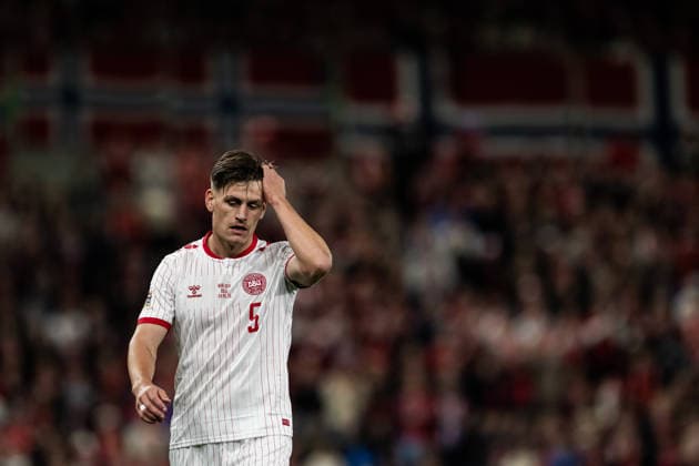 September 24, 2026: Joakim Maehle of Denmark during the Nations League soccer match between Norway and Denmark on September 24, 2026 in Oslo. Photo by Vegard Grott, BILDBYRAN, code VG VG1005 bbeng soccer football fotball Nations League international match Norway Denmark  Copyright: VEGARDxGRoTT BB260924VG033