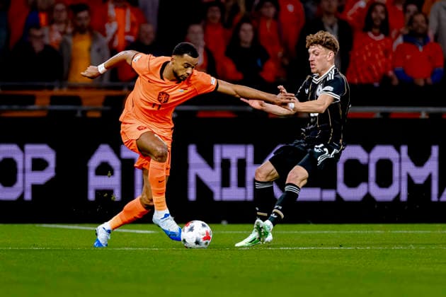 AMSTERDAM: Netherlands forward Cody Gakpo and Germany defender Philipp Treu during the UEFA Nations League match between the Netherlands and Germany at the Johan Cruijff ArenA on September 24, 2026, in Amsterdam, Netherlands. Photo by DeFodi Images