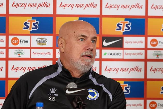 WARSZAWA 24.09.2026 KONFERENCJA PRASOWA REPREZENTACJI BOSNI I HERCEGOWINY PRZED MECZEM LIGI NARODOW --- BOSNIA AND HERCEGOVINA MENS FOOTBALL national team, Nationalteam press conference, PK, Pressekonferenz BEFORE UEFA NATIONS LEAGUE MATCH IN WARSAW SERGIEJ BARBAREZ FOT. ANNA KLEPACZKO FOTOPYK NEWSPIX.PL --- newspix.pl 