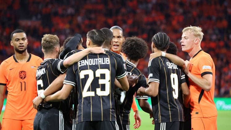 September 24, 2026, xrekx, Soccer, UEFA Nations League, Netherlands vs. Germany, Virgil van Dijk of the Netherlands celebrating the goal scored by Felix Nmecha (0-1) in Amsterdam, Germany