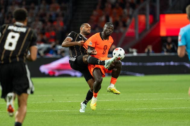 September 24, 2026, NED, 2026-27 UEFA Nations League: Netherlands vs. Germany; Head-to-head matchup between Jonathan Tah (Germany, No. 4) and Brian Brobbey (Netherlands, No. 9); Amsterdam, Johan Cruijff Arena, Amsterdam, Netherlands Copyright: xnordphotoxGmbHx xChristianxSchulzex