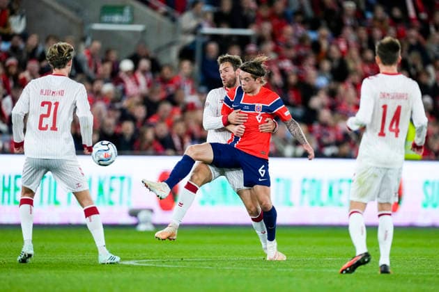 Soccer, Nations League, Norway vs. Denmark, Oslo, September 24, 2026. Norway s Patrick Berg during the Nations League soccer match between Norway and Denmark at Ullevaal Stadium. Photo by Cornelius Poppe, NTB, Oslo, Norway. EDITORIAL USE ONLY. RESTRICTED USE FOR BETTING COMPANIES.  Copyright: xCorneliusxPoppex xNTBx