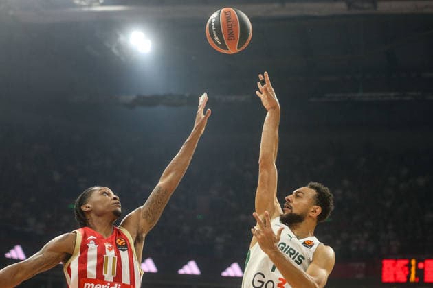 Crvena Zvezda Belgrade v Zalgiris Kaunas - EuroLeague BELGRADE, SERBIA - SEPTEMBER 24: Players in action during EuroLeague Basketball Regular Season Round 1 game between Crvena Zvezda Meridianbet Belgrade v Zalgiris Kaunas at Belgrade Arena on September 24, 2026 in Belgrade, Serbia. Filip Stevanovic Anadolu Belgrade Serbia. Editorial use only. Please get in touch for any other usage.  Copyright: x2026xAnadoluxFilipxStevanovicx