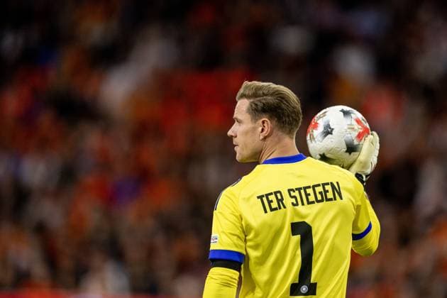 AMSTERDAM - Germany goalkeeper Marc-AndrÃ ter Stegen during the UEFA Nations League match between the Netherlands and Germany at the Johan Cruijff ArenA on September 24, 2026, in Amsterdam, the Netherlands. ANP KOEN VAN WEEL UEFA Nations League 2025 26 xVIxANPxSportx xxANPxIVx 569968404 originalFilename: 569968404.jpg
