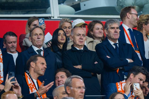 Soccer, Men s, 2026–27 Season, UEFA Nations League League A, Group 2, Matchday 1 in Amsterdam, Netherlands vs. Germany; from left: 1st Vice President Hans Joachim Watzke of the German Football Association (DFB) and DFB President Bernd Neuendorf in the stands, September 24, 2026, Copyright: xMatthiasxKochx