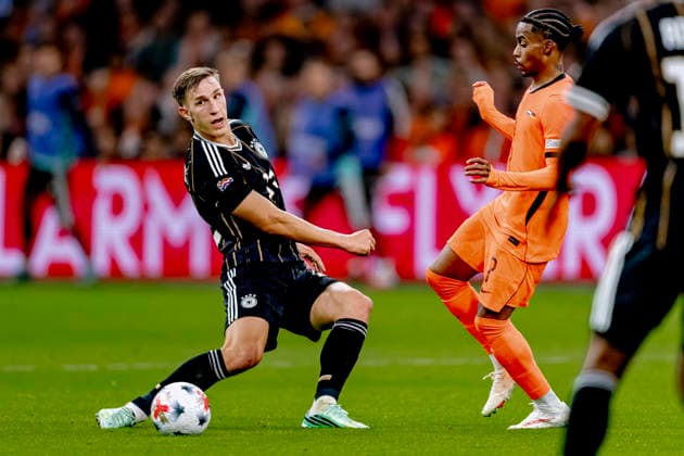 AMSTERDAM: Germany defender Nico Schlotterbeck and the Netherlands forward Crysencio Summerville during the UEFA Nations League match between the Netherlands and Germany at the Johan Cruijff ArenA on September 24, 2026, in Amsterdam, the Netherlands. Photo by DeFodi Images