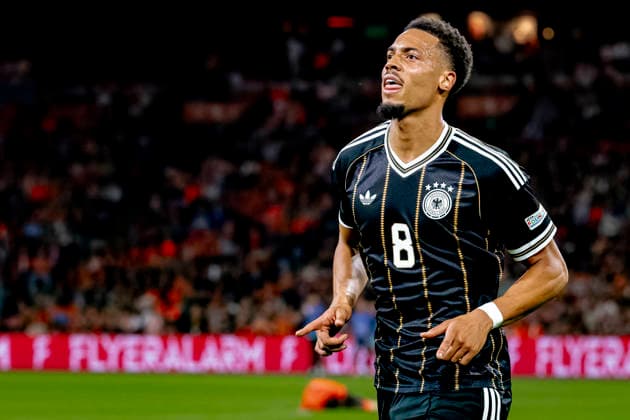AMSTERDAM: German midfielder Felix Nmecha celebrates his goal during the UEFA Nations League match between the Netherlands and Germany at the Johan Cruijff ArenA on September 24, 2026, in Amsterdam, the Netherlands. Photo by DeFodi Images