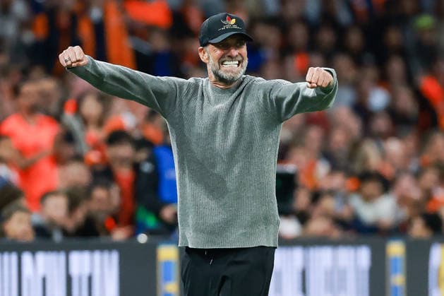 UEFA Nations League Match 26: Netherlands vs. Germany on September 24, 2026, at the Johan Cruyff Arena in Amsterdam; Germany coach Jürgen Juergen Jurgen Klopp reacts from the sideline MH