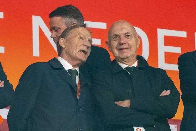 Hans Joachim Watzke, DFL League President and Chairman of the DFL Supervisory Board, and Bernd Neuendorf, DFB President, in conversation before the Netherlands vs. Germany match, soccer, UEFA Nations League, Matchday 1, Group B, 2026–2027 season, September 24, 2026, Netherlands vs. Germany, soccer, UEFA Nations League, Matchday 1, Group B, 2026–2027 season, September 24, 2026, Amsterdam Copyright: xEibner-Pressefoto ThomasxHaeslerx EP_THR