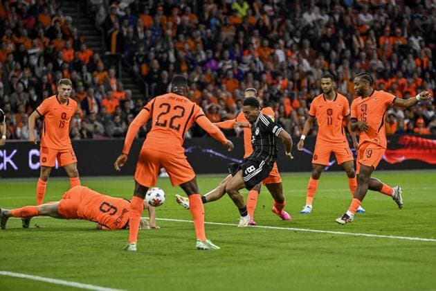 AMSTERDAM - Jan Paul van Hecke of the Netherlands, Felix Nmecha of Germany (lr) scoring 0-1 during the UEFA Nations League match between the Netherlands and Germany at the Johan Cruijff ArenA on 24 September 2026 in Amsterdam, the Netherlands. ANP OLAF KRAAK UEFA Nations League 2025 26 xVIxANPxSportx xxANPxIVx 569969867 originalFilename: 569969867.jpg