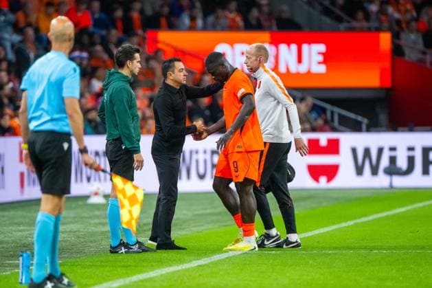 Soccer, Men s, 2026–27 Season, UEFA Nations League League A, Group 2, Matchday 1 in Amsterdam, Netherlands vs. Germany; from left: Coach Xavi Hernandez (Netherlands), Brian Brobbey (Netherlands); September 24, 2026, Copyright: xMatthiasxKochx
