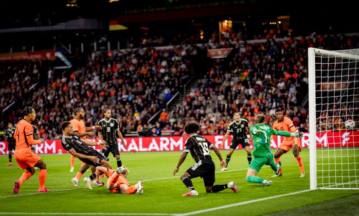 Amsterdam, Netherlands vs. Germany, September 24, 2026. Felix Nmecha (GER) scores the goal, making the score 0–1. Netherlands vs. Germany, September 24, 2026.
