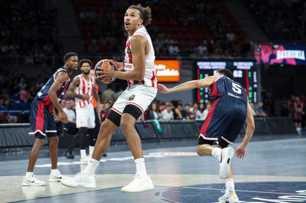 September 24, 2026, Vitoria-Gasteiz, Alava, Spain: Tyson Ward of Olympiacos Piraeus in action during the Turkish Airlines EuroLeague Regular Season Round 01 match between Baskonia Vitoria Gasteiz and Olympiacos Piraeus at Fernando Buesa Arena on September 24, 2026 in Vitoria-Gasteiz, Spain. Baskonia Vitoria Gasteiz V Olympiacos Piraeus - Turkish Airlines EuroLeague  - ZUMAa181 20260924_zaa_a181_083 Copyright: xIrinaxR.xHx