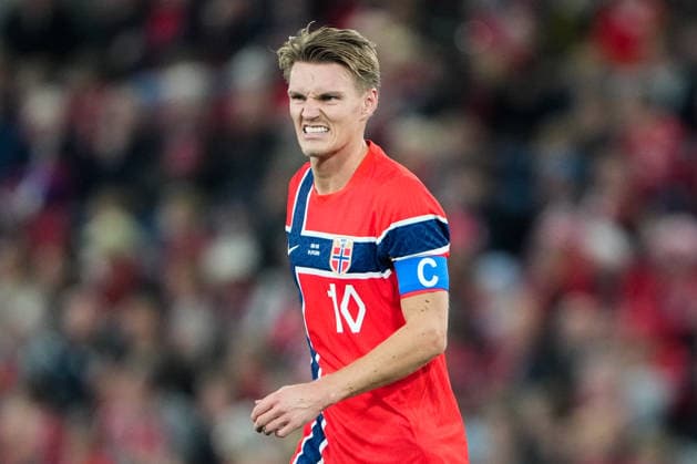 Soccer, Nations League, Men s, Norway vs. Denmark, Oslo, September 24, 2026. Norway s Martin Ødegaard during the Nations League soccer match between Norway and Denmark at Ullevaal Stadium. Photo by Fredrik Varfjell, NTB, Oslo, Norway. EDITORIAL USE ONLY. RESTRICTED USE FOR BETTING COMPANIES.  Copyright: xFredrikxVarfjellx xNTBx