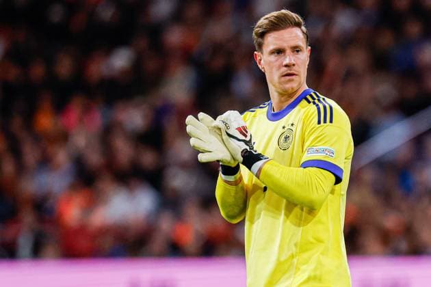 AMSTERDAM - Germany goalkeeper Marc ter Stegen during the UEFA Nations League match between the Netherlands and Germany at the Johan Cruijff ArenA on September 24, 2026 in Amsterdam, the Netherlands. MARCEL TER BALS ANP UEFA Nations League 2026 27 xVIxANPxSportx xMarcelxterxBalsxIVx 569977115 originalFilename: 569977115.jpg
