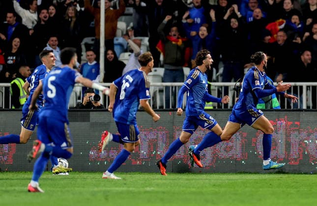 UEFA Nations League Group Stage, Fadil Vokrri Stadium, Pristina, Kosovo 24 9 2026 Kosovo vs Republic of Ireland Kosovo s Vedat Muriqi celebrates scoring his sides first goal Vedat Muriqi celebrates scoring his sides first goal 24 9 2026  Copyright: xx RB1_7982