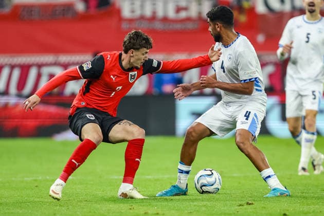 SOCCER - NL, AUT vs ISR LINZ,AUSTRIA,24.SEP.26 - SOCCER - UEFA Nations League, group stage, OEFB international match, Länderspiel, Nationalmannschaft Austria vs Israel. Image shows Christoph Lang(AUT).  GEPAxpictures xManuelxBinder