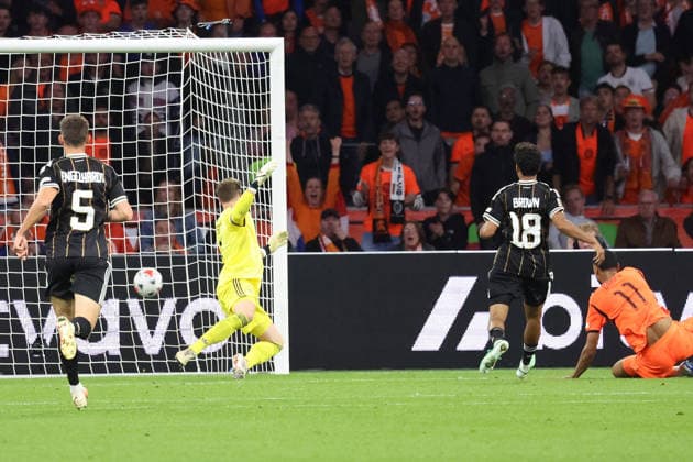 September 24, 2026, xrekx, Soccer UEFA Nations League, Netherlands vs. Germany: Cody Gakpo scores the 1-1 equalizer, Netherlands, Amsterdam