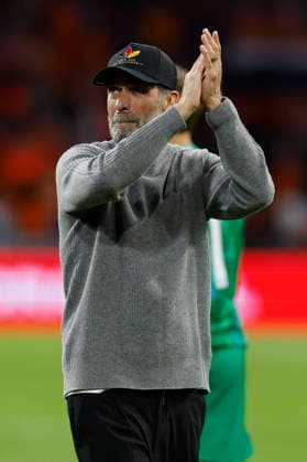 Amsterdam, Netherlands, 24th September 2026. Jurgen Klopp, head coach of Germany applauds the fans after the Netherlands vs Germany UEFA Nations League match at the Johan Cruyff Arena, Amsterdam. Picture credit should read: Cody Froggatt Sportimage EDITORIAL USE ONLY. No use with unauthorised audio, video, data, fixture lists, club league logos or live services. Online in-match use limited to 120 images, no video emulation. No use in betting, games or single club league player publications. SPI_107_CF_NETHERLANDS_V_GERMANY SPI-5017-0107