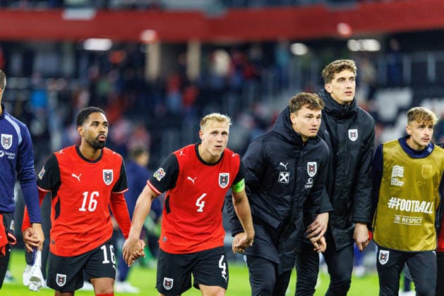 LINZ, AUSTRIA - 24 SEPTEMBER 2026: Image shows the celebration of Team Austria during UEFA Nations League 2026 27 League B, Group B3, Round 1: Austria vs Israel at Raiffeisen Arena on 24 09 2026 in Linz, Austria. Austria Copyright: xFröhlichxPascalx
