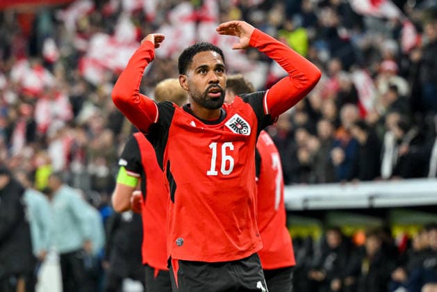 September 24, 2026, Oberoesterreich Arena Linz, AUT, UEFA Nations League 2026–27 Group B: Austria vs. Israel; pictured: Phillipp Mwene, AUT. UEFA Nations League 2026–27 Group B match between Austria and Israel in Linz, Austria, on September 24, 2026. Linz, Upper Austria, Austria