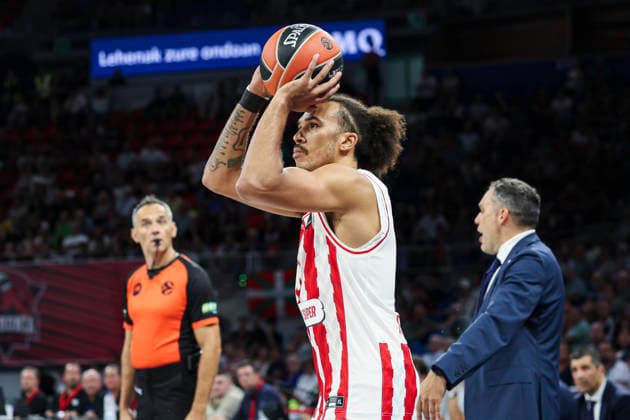 September 24, 2026, Vitoria-Gasteiz, Alava, Spain: Tyson Ward of Olympiacos Piraeus in action during the Turkish Airlines EuroLeague Regular Season Round 01 match between Baskonia Vitoria Gasteiz and Olympiacos Piraeus at Fernando Buesa Arena on September 24, 2026 in Vitoria-Gasteiz, Spain. Baskonia Vitoria Gasteiz V Olympiacos Piraeus - Turkish Airlines EuroLeague  - ZUMAa181 20260924_zaa_a181_138 Copyright: xIrinaxR.xHx