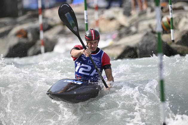 OTHER - Paddle - 2026 Paddle Europe Slalom Championships Photo by IPA ABACAPRESS.COM88932323 - Ivrea, Italy, September 24, 2026 — 2026 Paddle Europe Slalom Championships: Kayak and Canoe Slalom at Canoe Stadium Ivrea. PLAUDIS Martins Team LAT in action during the 2026 Paddle Europe Slalom Championships Men’s Kayak Teams Final Ivrea Italy  Copyright: xIPAxSport ABACAx