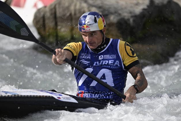 OTHER - Paddle - 2026 Paddle Europe Slalom Championships Photo by IPA ABACAPRESS.COM88932319 - Ivrea, Italy, September 24, 2026—2026 Paddle Europe Slalom Championships: Kayak and Canoe Slalom at the Canoe Stadium in Ivrea. Peter KAUZER of Team SLO in action during the Men’s Kayak Teams Final at the 2026 Paddle Europe Slalom Championships. Ivrea Italy  Copyright: xIPAxSport ABACAx