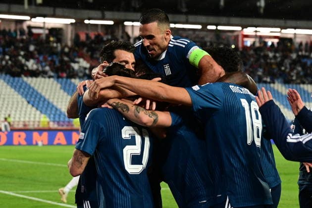 UEFA Nations League - Serbia vs Greece - Players of Greece celebrate during the UEFA Nations League group A2 matchday 1 soccer match between Serbia and Greece held at Stadion Rajko MitiÄ‡ in Belgrade, Serbia, 25 September 2026. IMAGO ONE INCH PRODUCTIONS BELGRADE SERBIA Copyright: xONExINCHxPRODUCTIONSx 7097707