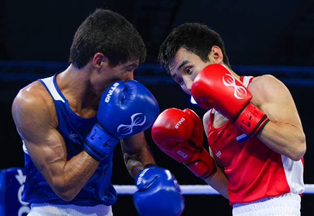 2026 European Boxing Elite Championship Sofia SOFIA, BULGARIA - SEPTEMBER 24: Bair Batlaev (Red) of Russia and Subhan Mamedov (Blue) of Azerbaijan during the Elite Men s 50kg Final match at the 2026 European Boxing Elite Championships at the Asics Arena Sports Hall in Sofia, Bulgaria, on September 24, 2026. Sofia Bulgaria  Copyright: xArturxWidakx originalFilename:widak-2026euro260924_npM2L.jpg