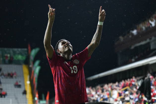 Costa Rica national team, Nationalteam against Curacao National Team. 2026 2027 Concacaf Nations League A match. Costa Rica National Team goal celebration, scored by striker Orlando Sinclair (19), during the match played between the National Teams of Costa Rica and Curacao. 2026 2027 Concacaf Nations League League A, Group A. 24.09.26. Ricardo Saprissa Stadium, Tibas, San Jose, Costa Rica. Photo Jose Campos PMEimages San Jose San Jose Costa Rica Copyright: xJosexCamposx xPMEimagesx