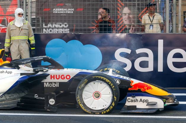 AZERBAIJAN, BAKU - SEPTEMBER 24, 2026: The car of Racing Bulls pilot Arvid Lindblad is seen after an accident during the 2026 Formula One Azerbaijan Grand Prix at the Baku City Circuit 2026 Formula One Azerbaijan Grand Prix  - ZUMAt113 20260924_zaa_t113_486 Copyright: xDanilxAikinx