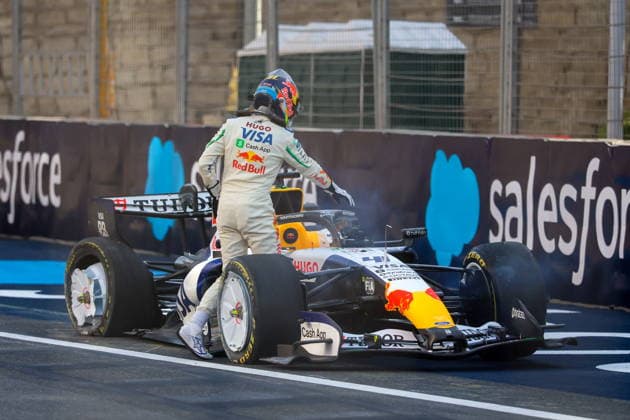 AZERBAIJAN, BAKU - SEPTEMBER 24, 2026: Racing Bulls driver Arvid Lindblad is seen after an accident during the 2026 Formula One Azerbaijan Grand Prix at the Baku City Circuit. Danil Aikin TASS  98248905