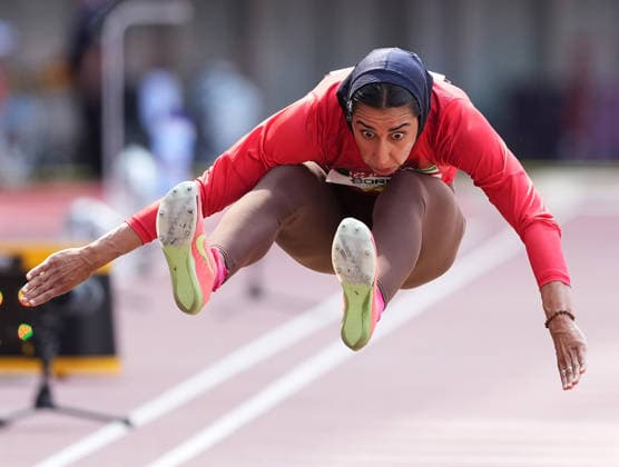 (260925) -- NAGOYA, Sept. 25, 2026 -- Fatemeh Mohitizadeh of Iran competes during the women s heptathlon long jump of Athletics at the 20th Asian Games Aichi-Nagoya 2026 in Nagoya, Japan, Sept. 25, 2026. ) (SP)JAPAN-NAGOYA-ASIAN GAMES-ATHLETICS-WOMEN S HEPTATHLON-LONG JUMP LuoxYuan 